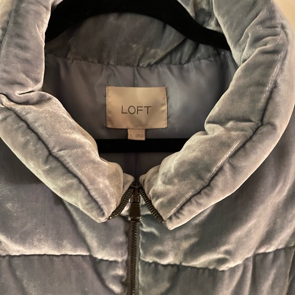 Blue/grey velour down vest from The Loft - Picture 2 of 5